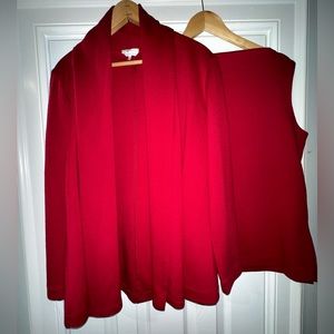 MAX MARA, SOLID RED, 100% VIRGIN WOOL, WOMEN’S STRETCH TWIN SWEATER SET    Sz: L